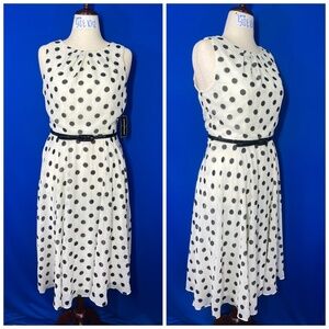 👗 NWT🤩 |•JESSICA HOWARD•| White & Black Polka Dot Dress Size 12